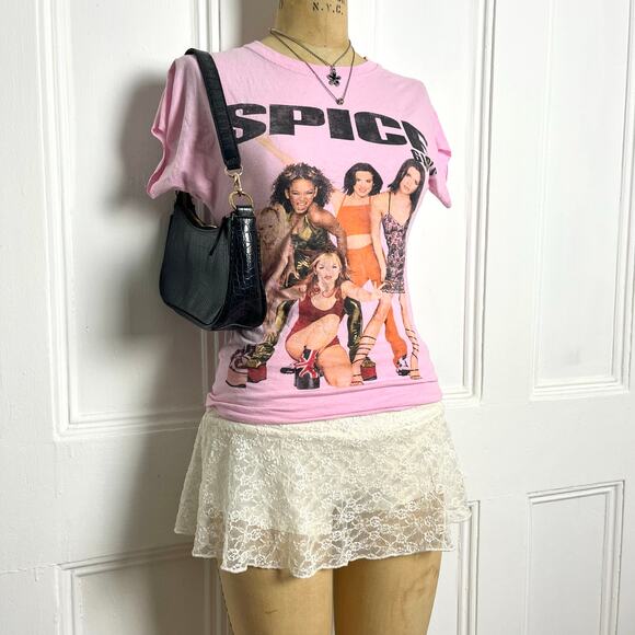 SPICE girls pink short sleeve tee with logo and iconic 2000’s photo size S - Picture 1 of 6